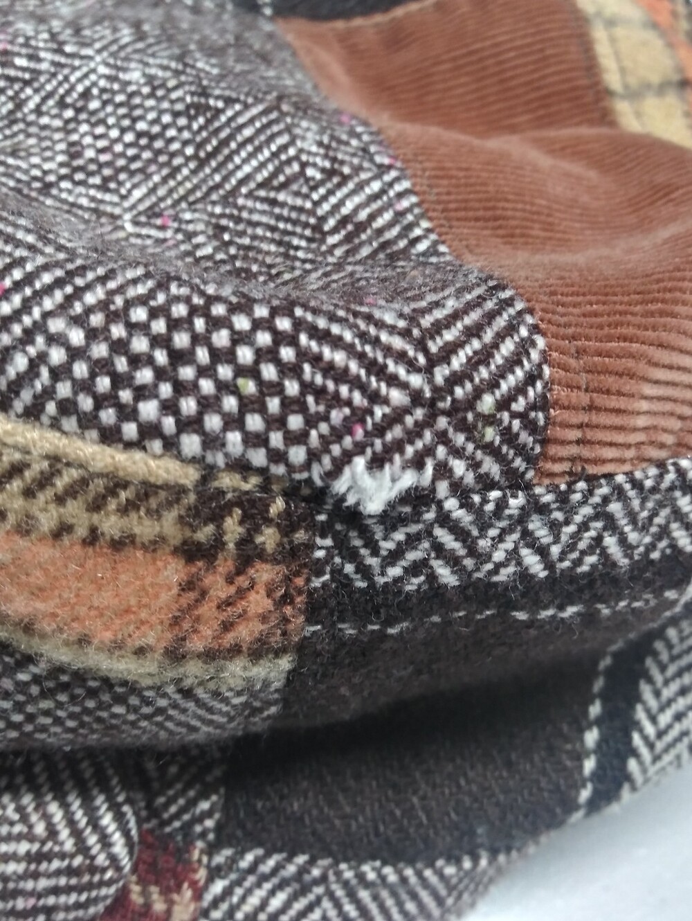 MUDD Vintage Y2K Brown Plaid Patchwork Cap with Blue Button Paperboy Hat - Picture 6 of 12